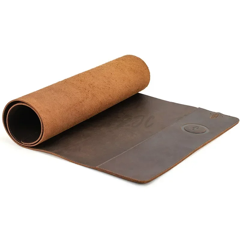 Leather Desk Pad - Vintage Cowhide Mouse Pad with Super