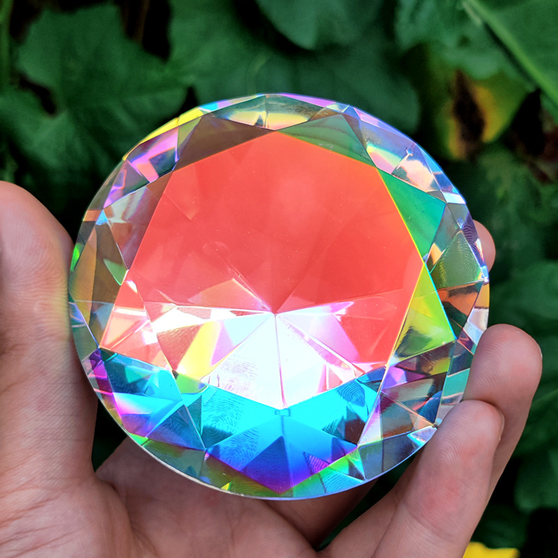 Paper Weight Crystal - 30-80mm AB Colorful K9 Crystal Diamond