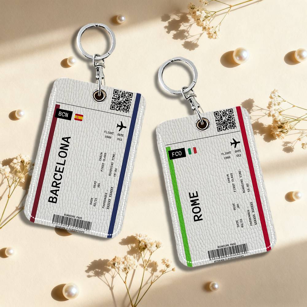 Card Index Box - Boarding Pass Plane Ticket Leather Card