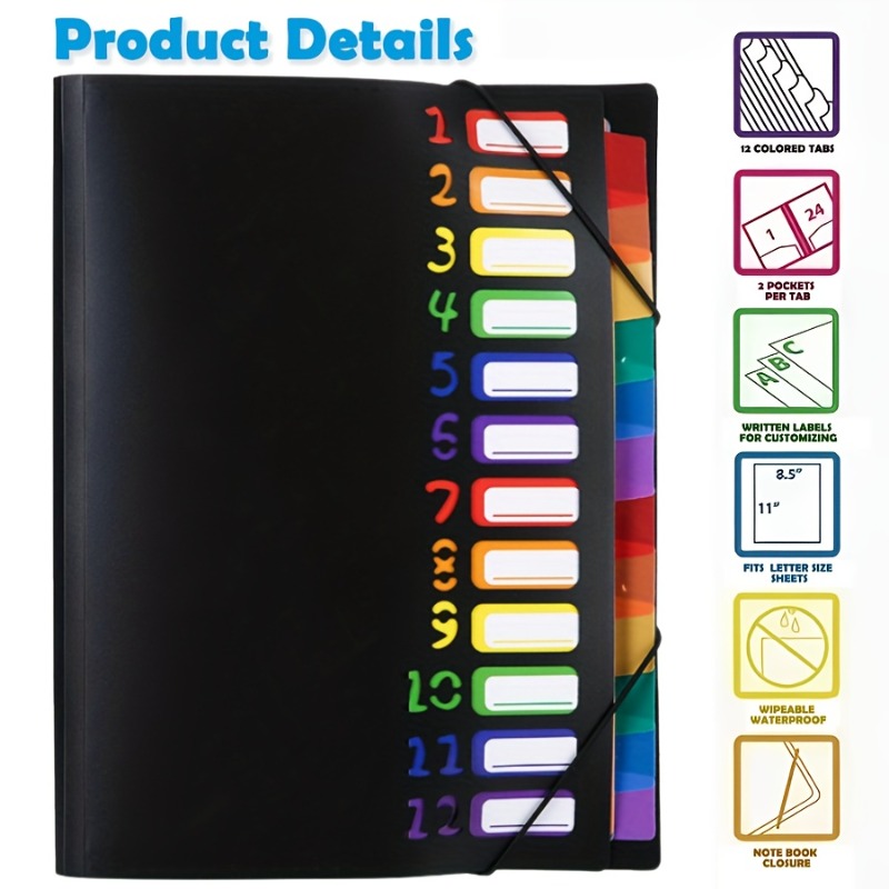 Tab Divider A4 - 1Pc Black/White Cover Multi-Layer A4 Folder