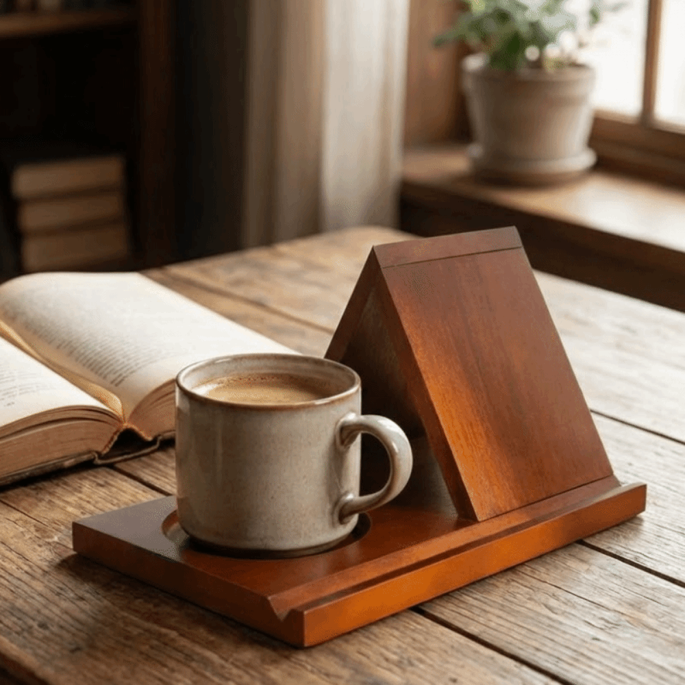 Magazine Holder Rack - Minimalist 2 in 1 Triangle Wooden