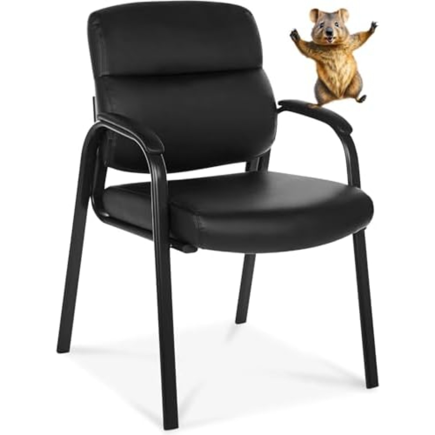 Leather Desk Pad - Leather Guest Chair with Padded Arms,