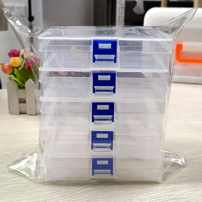 Card Index Box - 5 transparent plastic storage boxes can