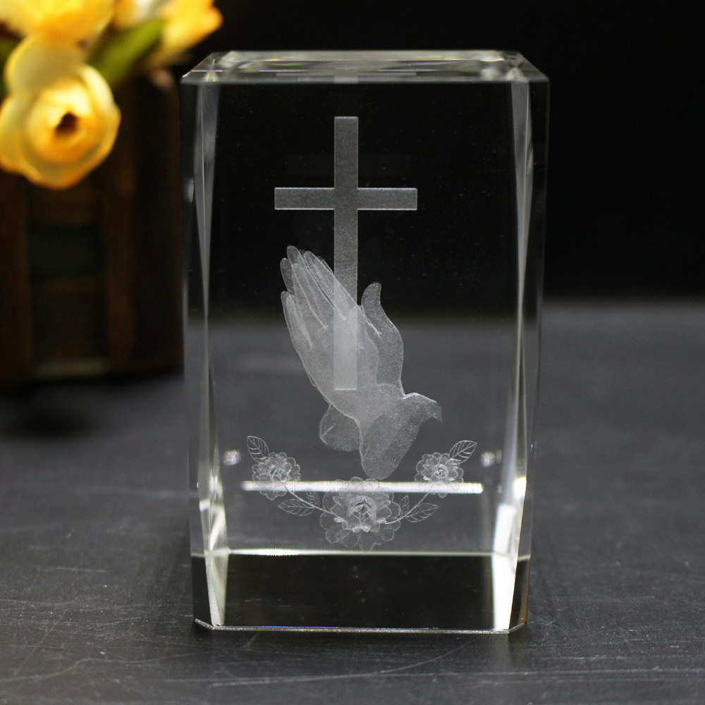 Paper Weight Crystal - 3D Laser Crystal Religious Cube Crystal