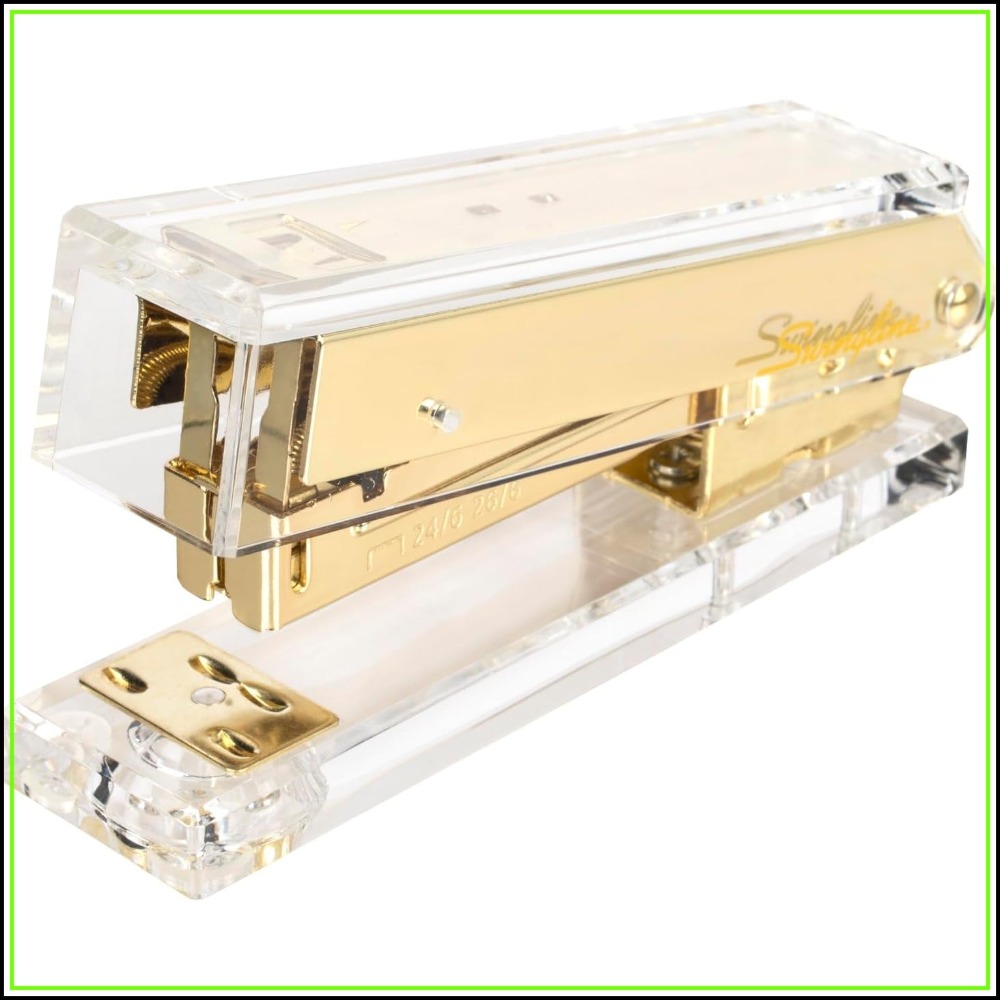 Stapler Half Strip - Compact Clear Acrylic Gold Stapler, 20