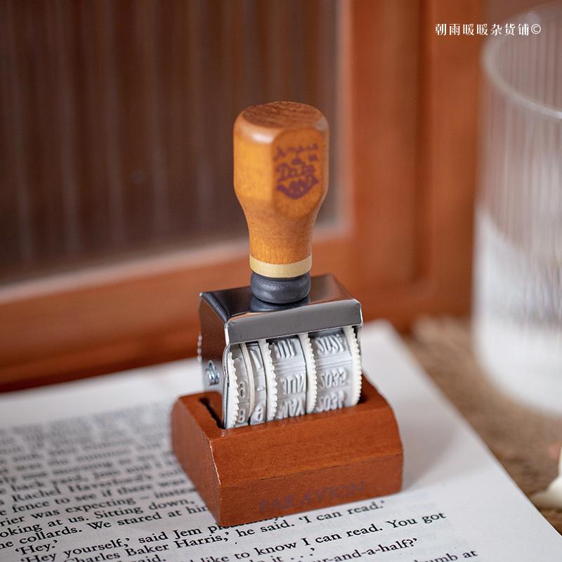 Rubber Date Stamp - Chaoyu Retro Wooden Date Stamp Adjustable