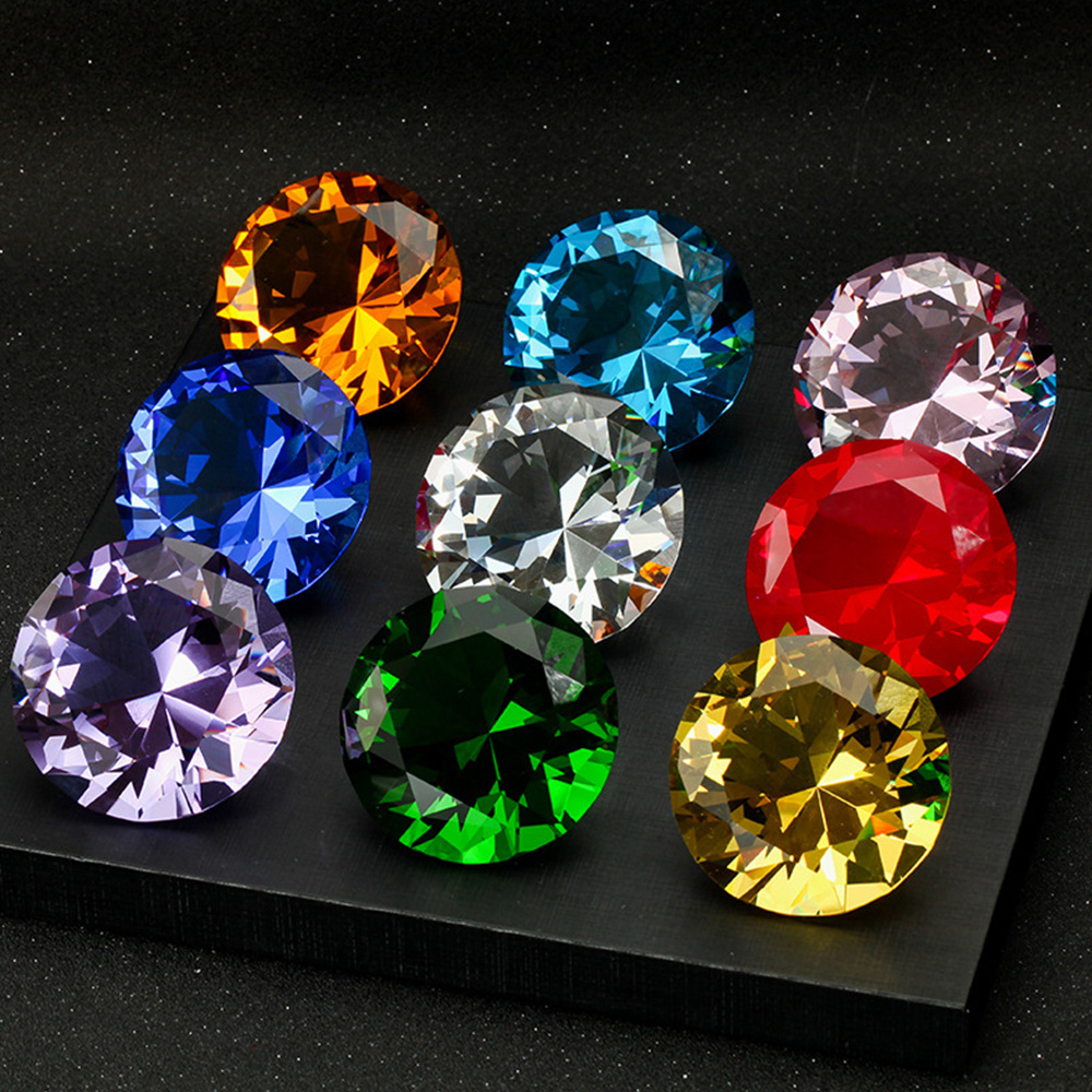 Paper Weight Crystal - 10 Colors Crystal Diamond Shaped Paperweight
