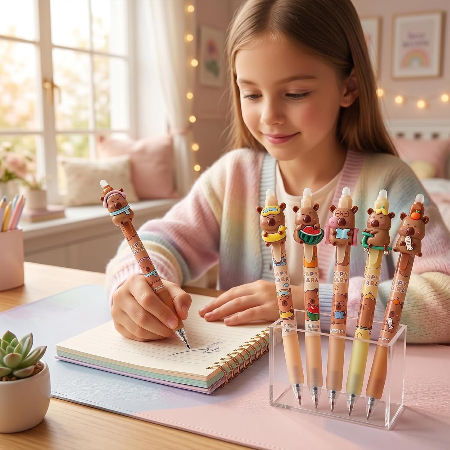 Correction Pen Fine - Cute Capybara Erasable Pens, 0.5mm Retractable