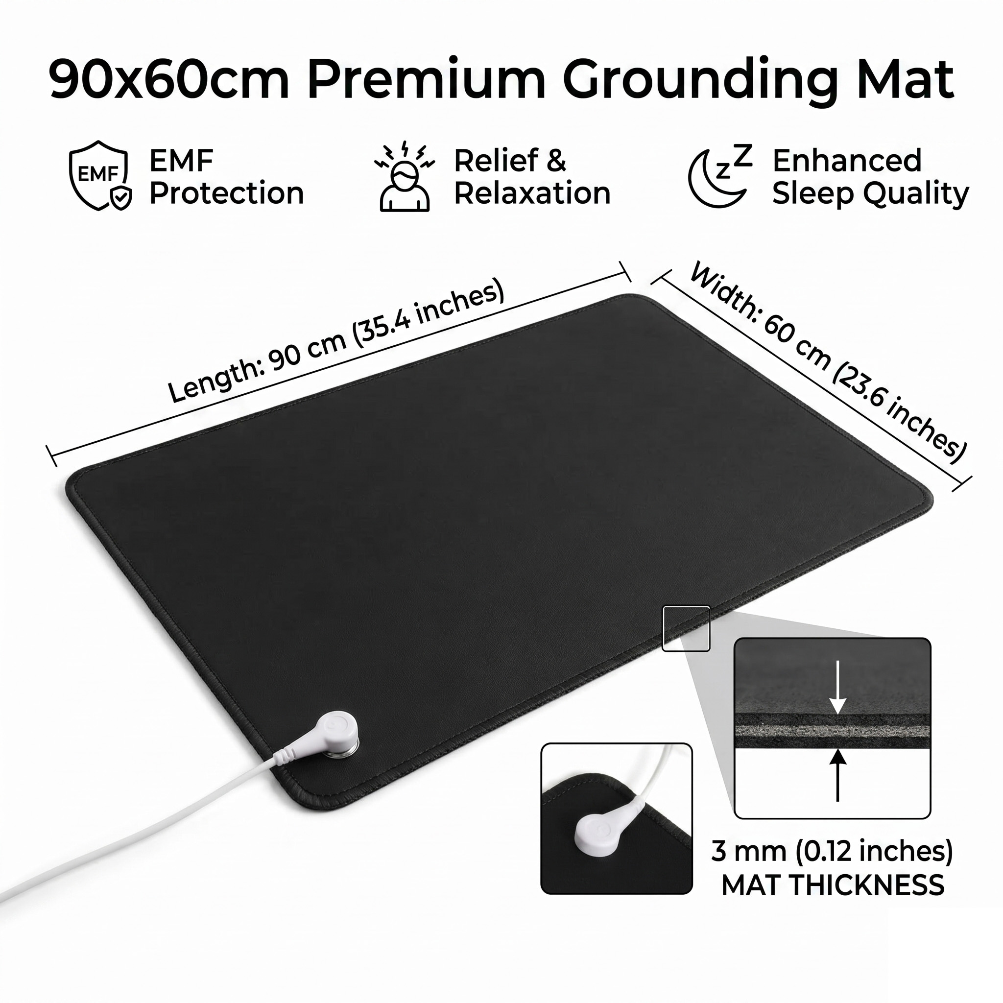 Leather Desk Pad - 3mm PU Leather Grounding Mat Earthing