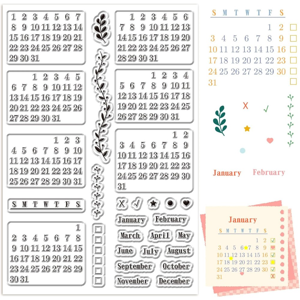 Calendar Clear Stamps Sheets R - Rubber Date Stamp ulasan dan harga