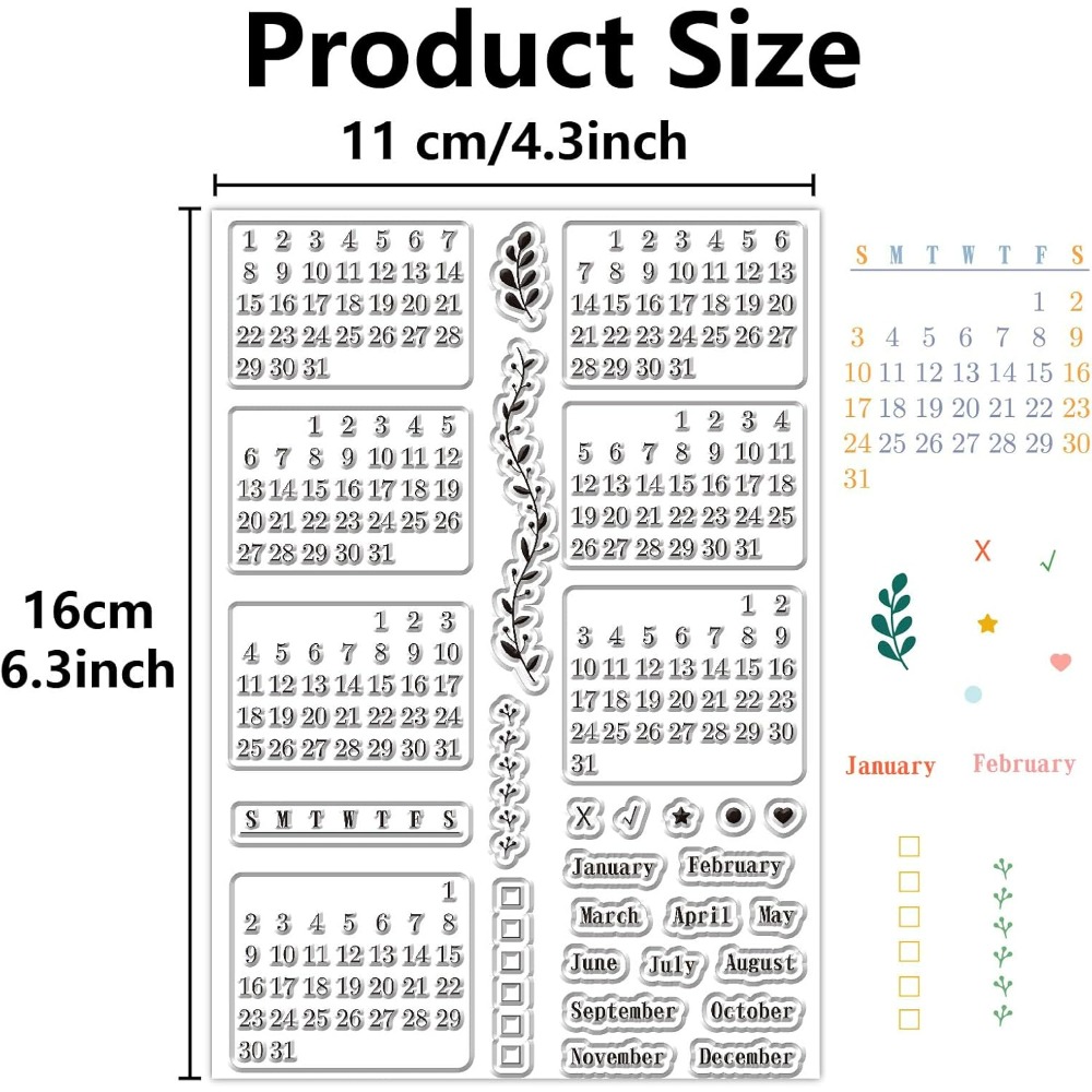 Calendar Clear Stamps Sheets R - Rubber Date Stamp ulasan dan harga
