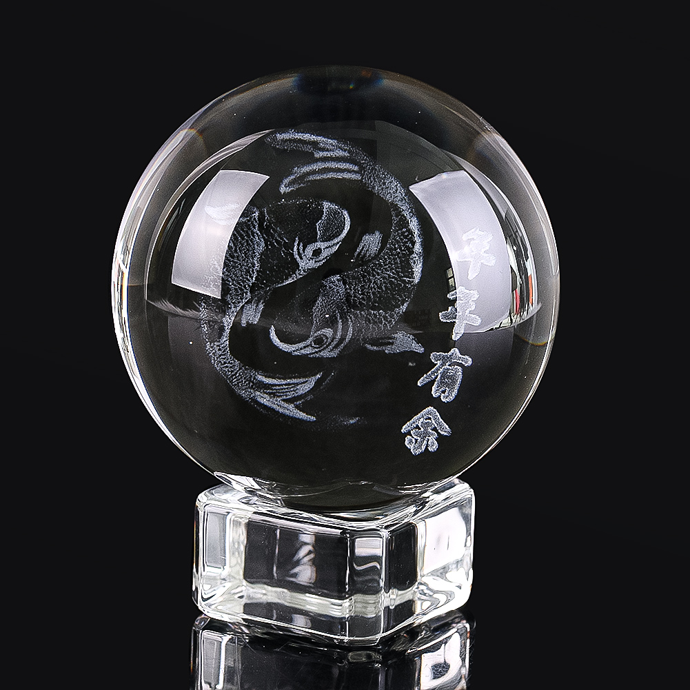 50mm 3D Engraved Crystal Ball  - Paper Weight Crystal ulasan dan harga