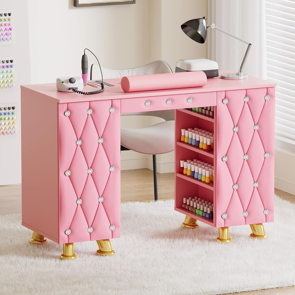 Manicure Table Nail Desk w/Dus - Leather Desk Pad ulasan dan harga