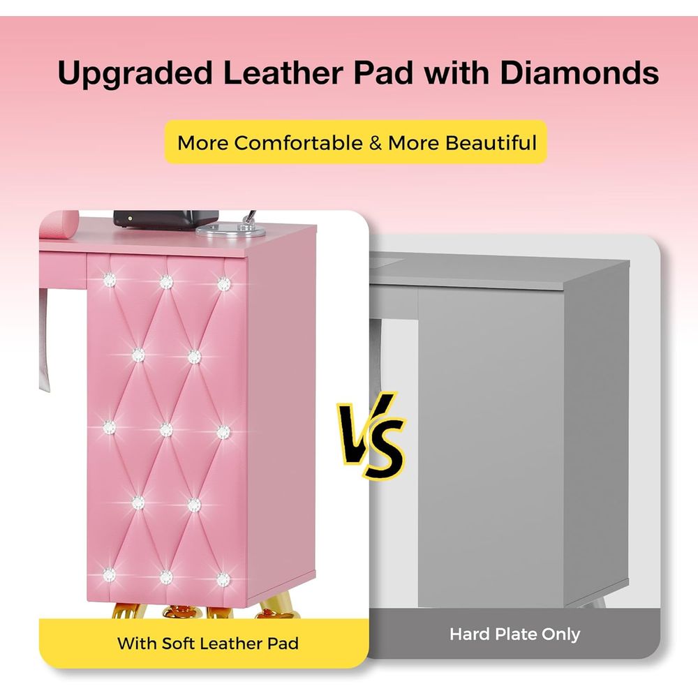 Manicure Table Nail Desk w/Dus - Leather Desk Pad ulasan dan harga
