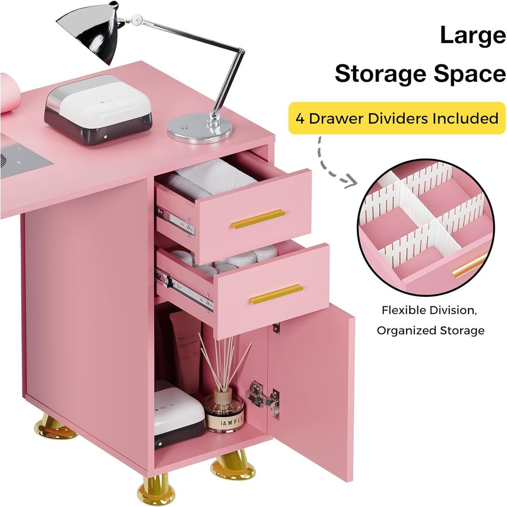 Manicure Table Nail Desk w/Dus - Leather Desk Pad ulasan dan harga