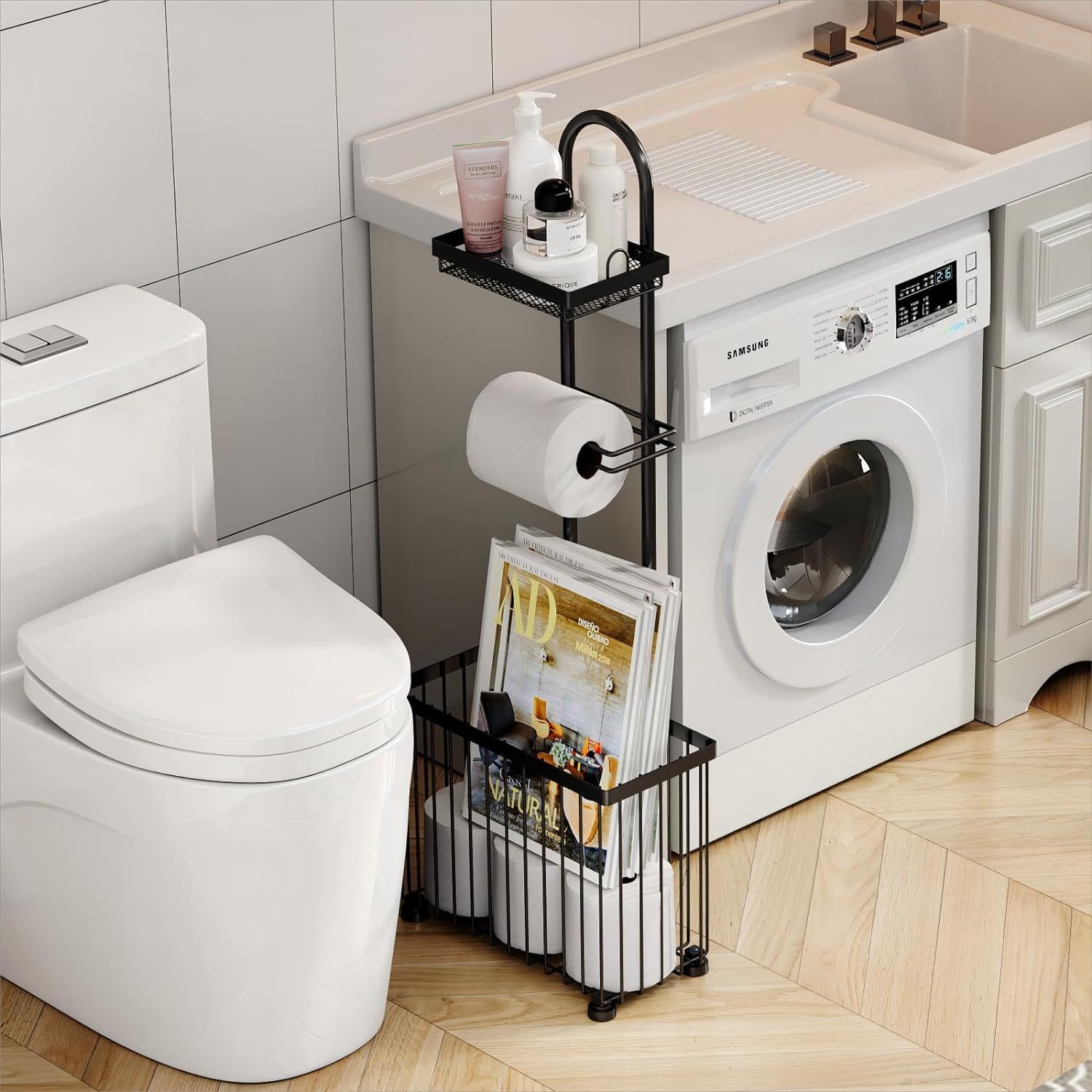 Black household bathroom tissu - Magazine Holder Rack ulasan dan harga