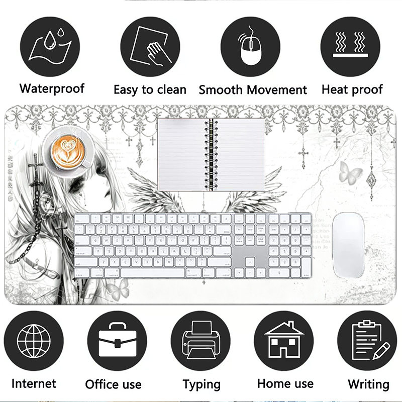 Leather Mousepad Black White A - Leather Desk Pad ulasan dan harga
