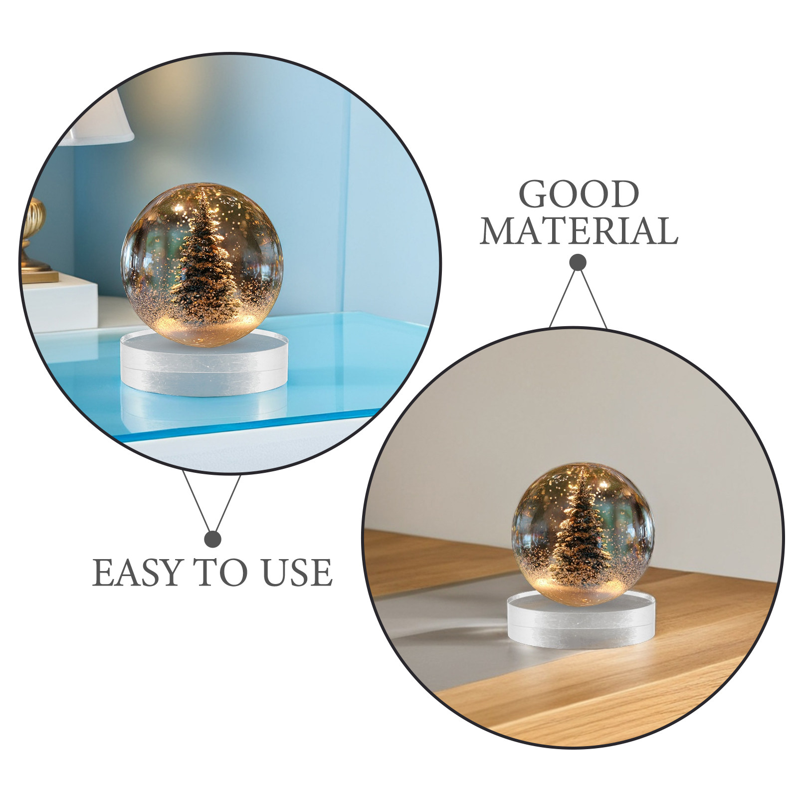 2Pcs Transparent Round Glass P - Book Weight Glass ulasan dan harga